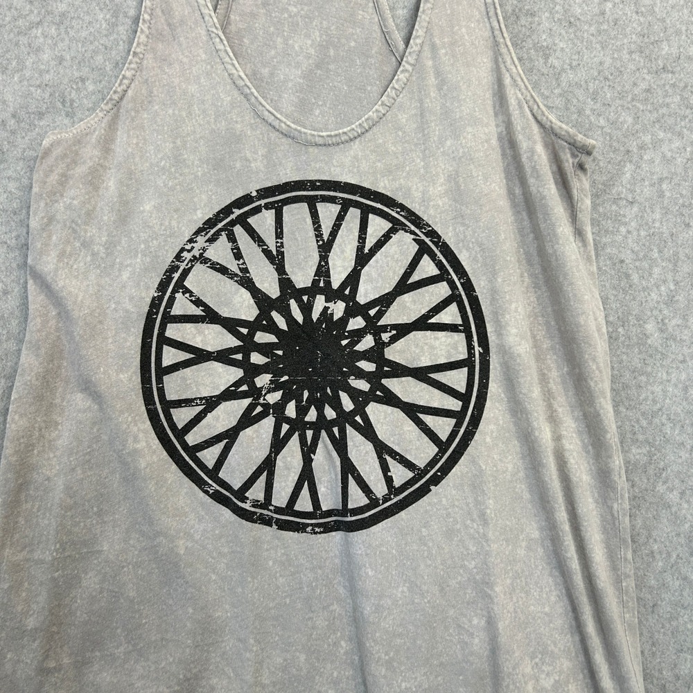 SoulCycle Size Small Tank Top Gray Mineral Wash Spin Wheel Graphic Racerback - Picture 4 of 10